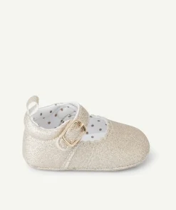 Ballerines bébé fille couleur dorée avec boucle