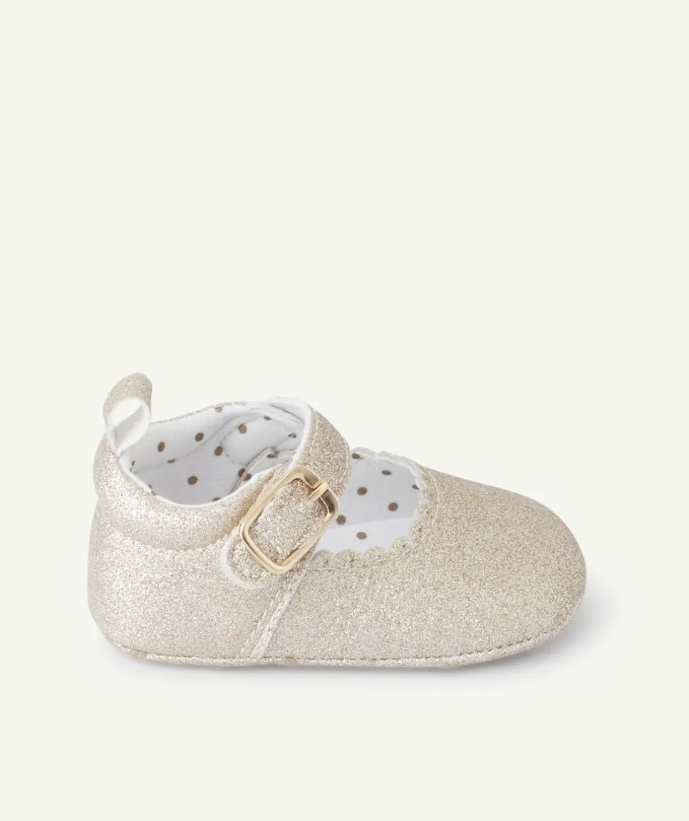 Ballerines bébé fille couleur dorée avec boucle