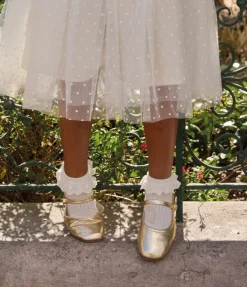 Ballerines fille couleur dorée avec bride