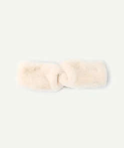 Bandeau fille effet fourrure écru