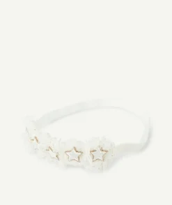Bandeau pour bébé fille blanc avec étoiles couleur dorée