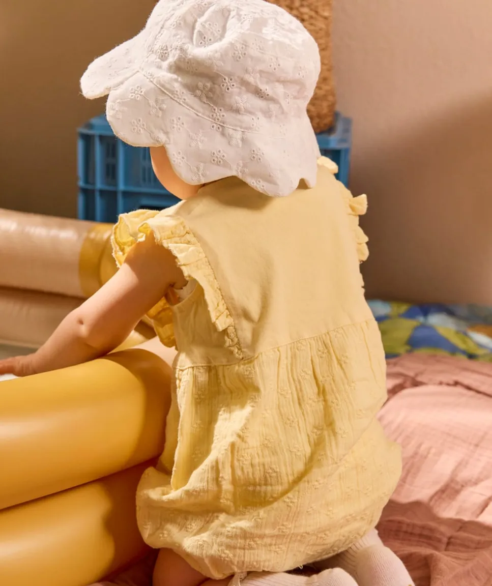 Barboteuse naissance fille jaune
