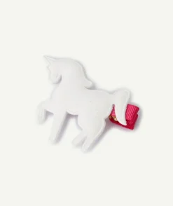 Barrette pince fille licorne blanche