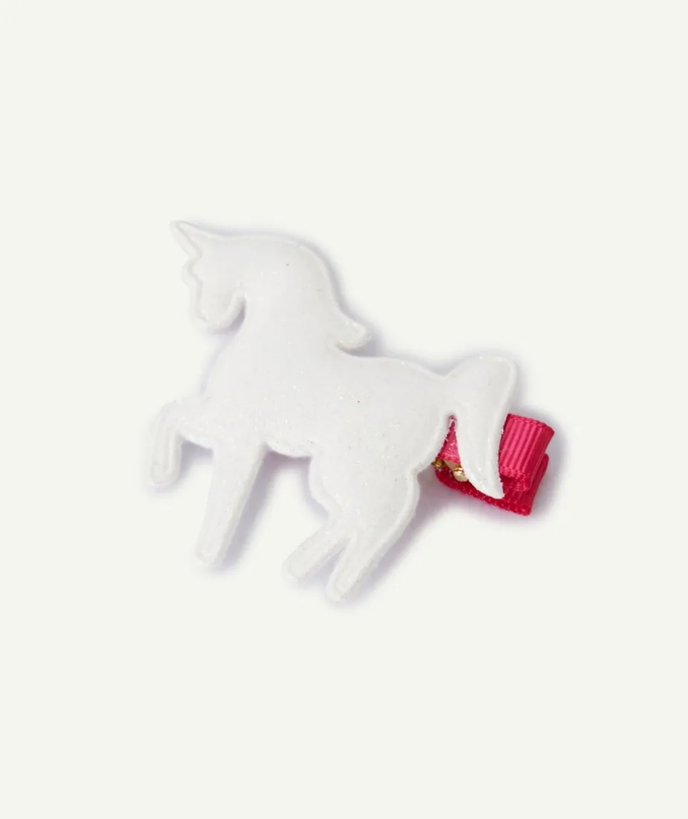 Barrette pince fille licorne blanche