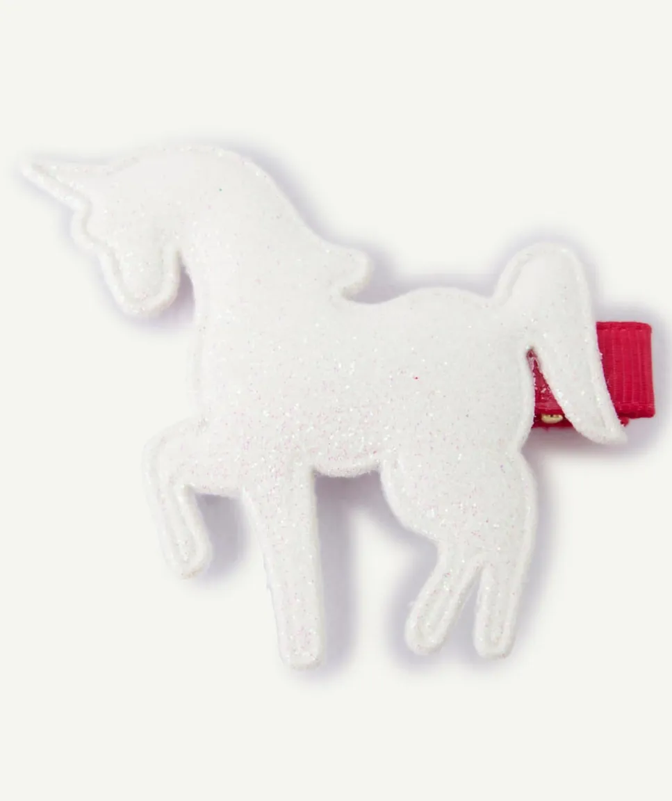 Barrette pince fille licorne blanche