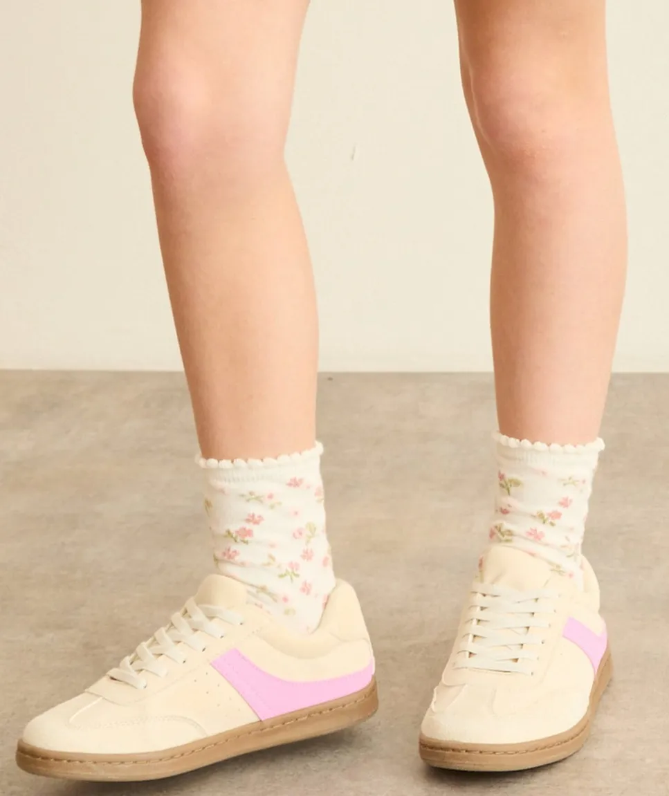 Baskets fille blanches et roses
