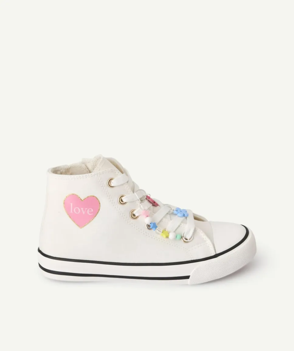 Baskets fille blanches imprimé cœur