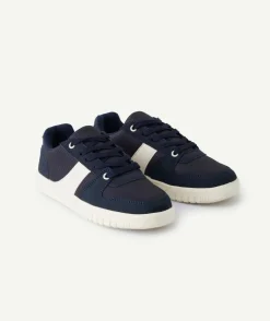 Baskets à lacets garçon bleu marine et blanc