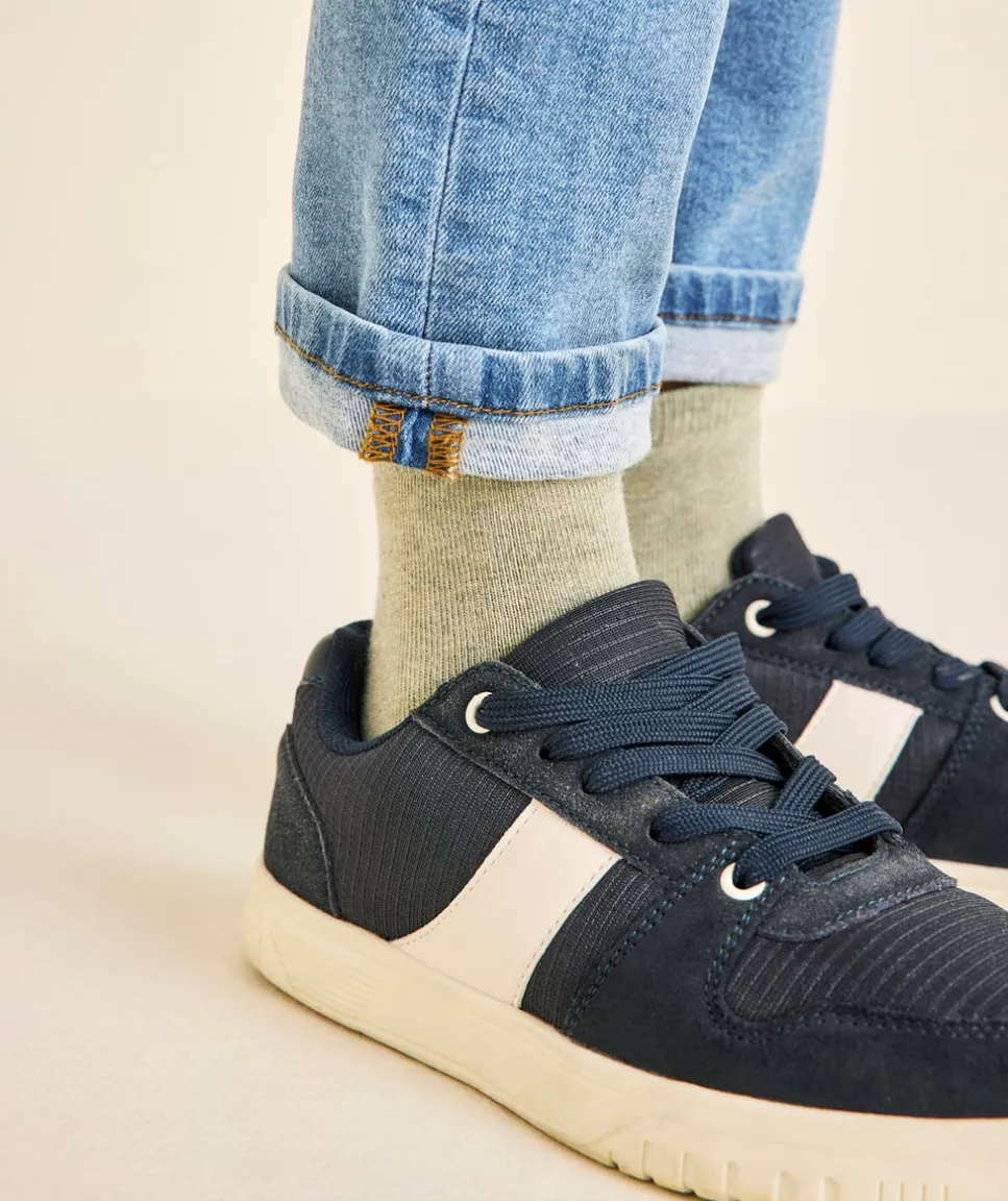 Baskets à lacets garçon bleu marine et blanc