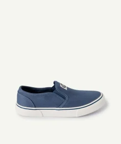 Basket slip on enfant toile bleu
