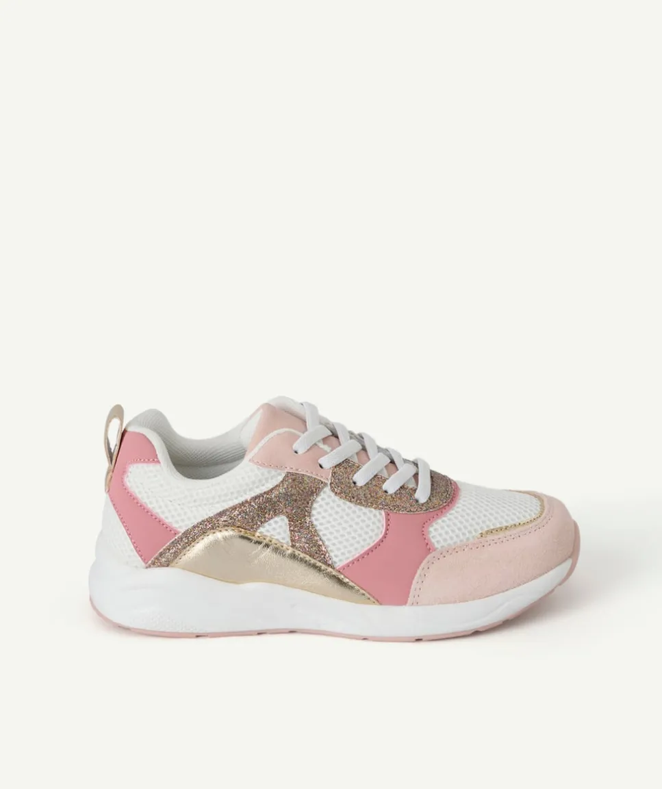 Baskets ville fille roses pailletées lacets