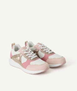 Baskets ville fille roses pailletées lacets