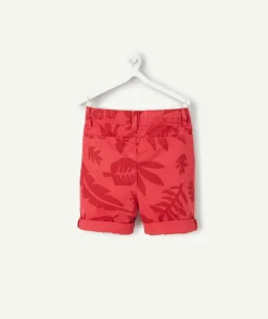 Bermuda chino bébé garçon rouge imprimé tropical