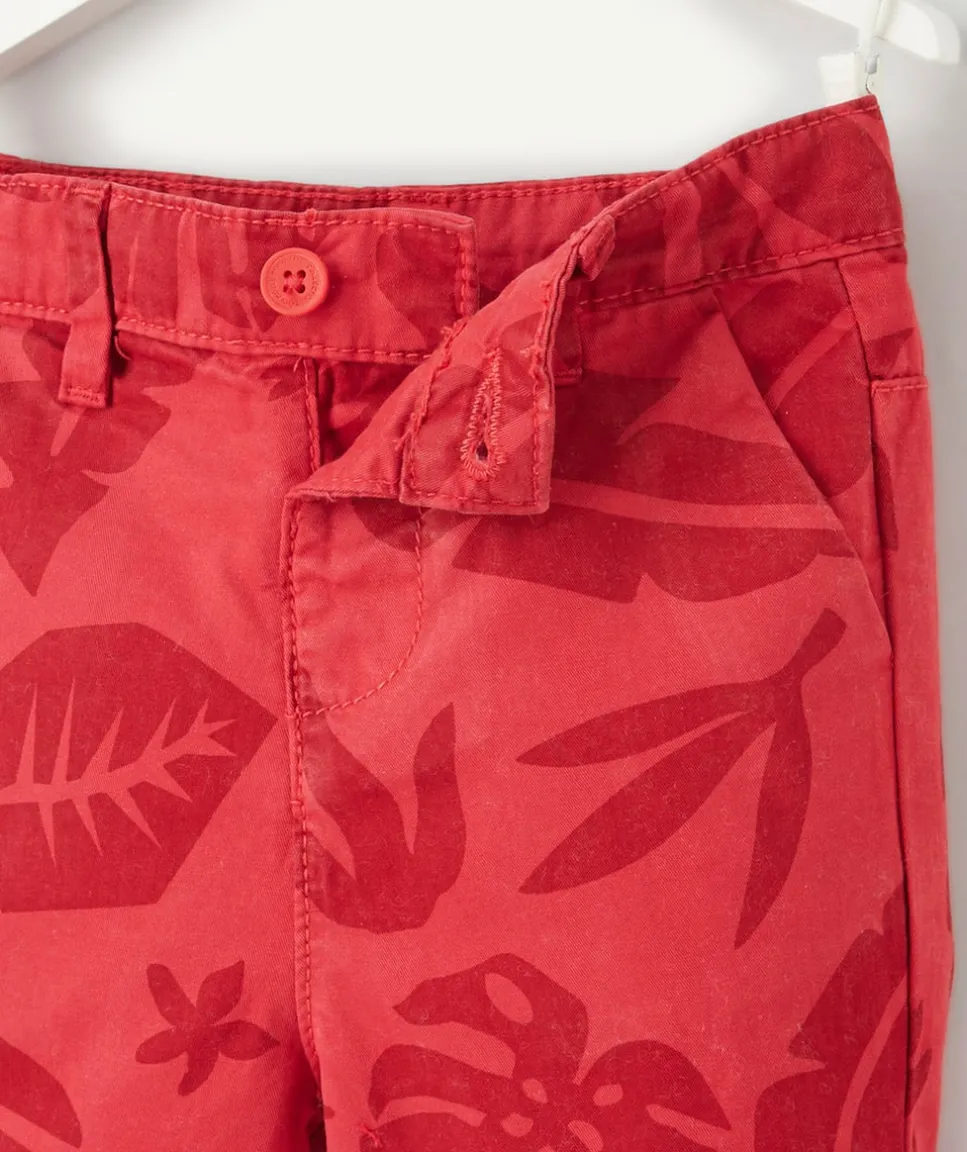 Bermuda chino bébé garçon rouge imprimé tropical