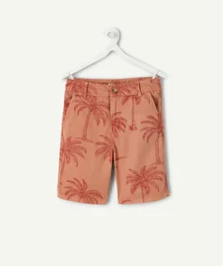 Bermuda chino garçon orange imprimé palmiers
