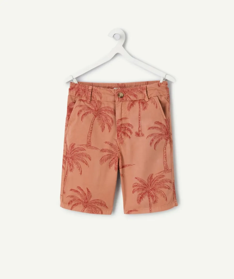 Bermuda chino garçon orange imprimé palmiers