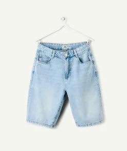 Bermuda fille droit bleu délavé