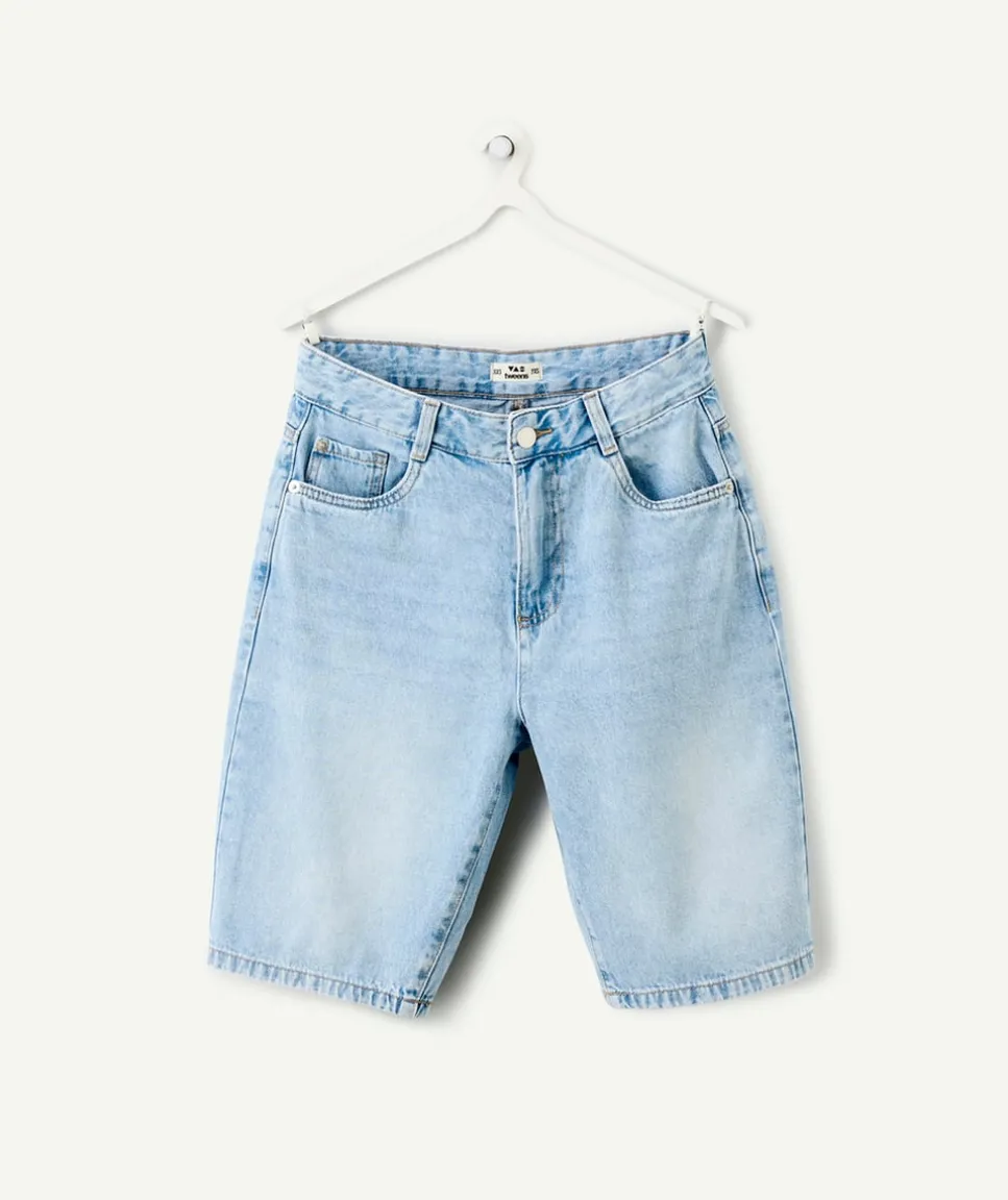 Bermuda fille droit bleu délavé