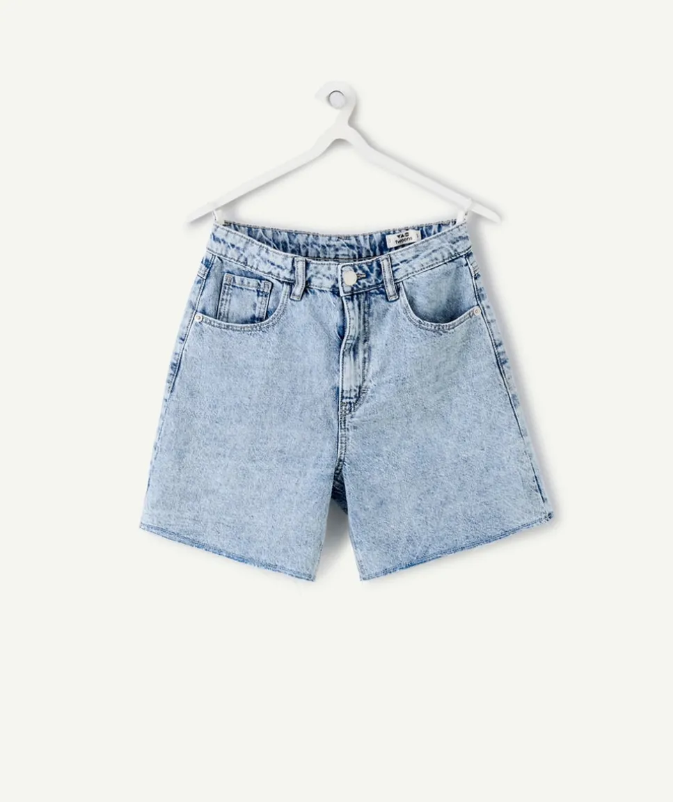 Bermuda fille droit denim bleu