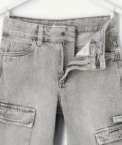 Bermuda garçon baggy denim gris