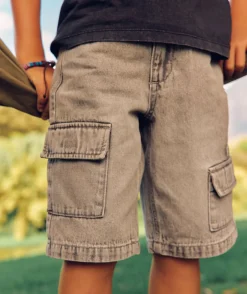Bermuda garçon baggy denim gris