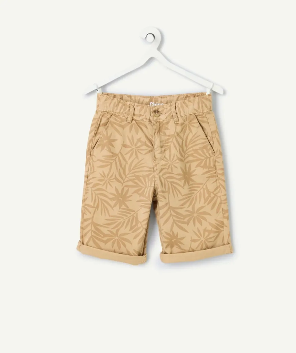Bermuda garçon beige imprimé palmiers