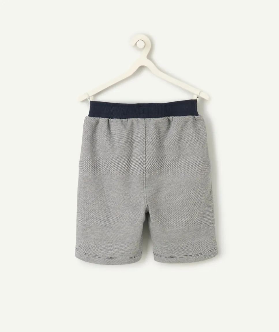 Bermuda garçon en coton gris et noir