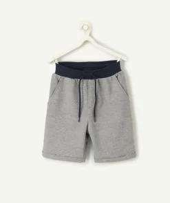 Bermuda garçon en coton gris et noir