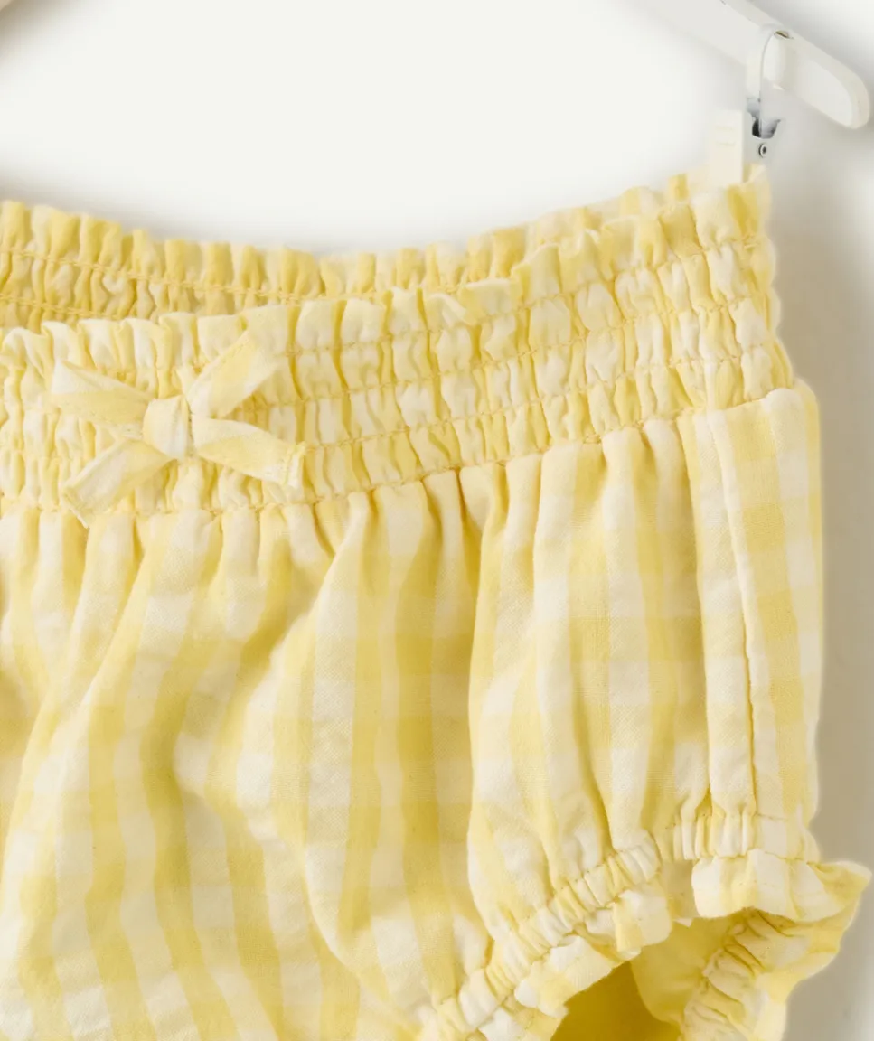 Bloomer bébé fille à carreaux jaune