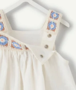 Blouse bébé fille blanche broderie crochet