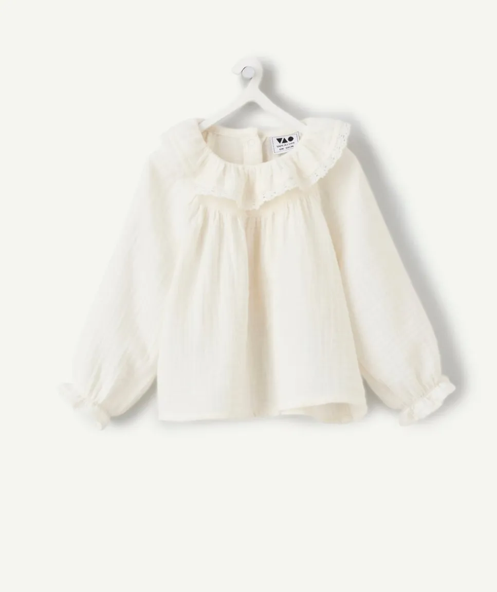 Blouse bébé fille blanche col volanté