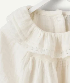 Blouse bébé fille blanche col volanté