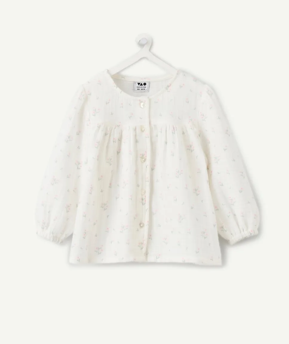 Blouse bébé fille blanche imprimé fleurs