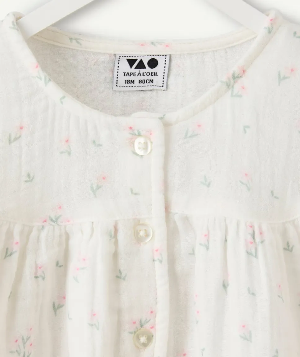 Blouse bébé fille blanche imprimé fleurs