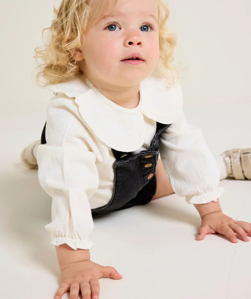 Blouse bébé fille à col claudine écru
