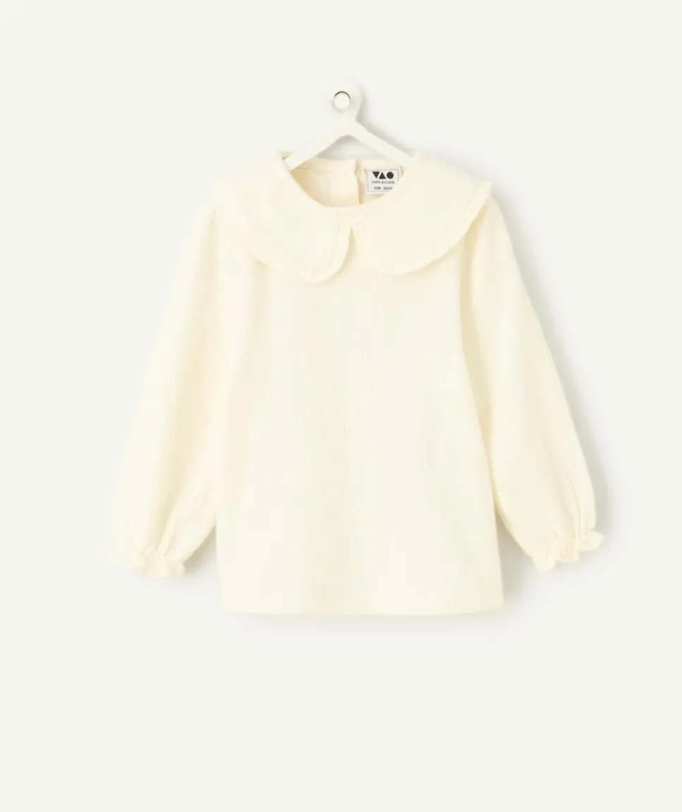 Blouse bébé fille à col claudine écru