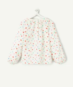 Blouse bébé fille écrue avec imprimé coeurs colorés