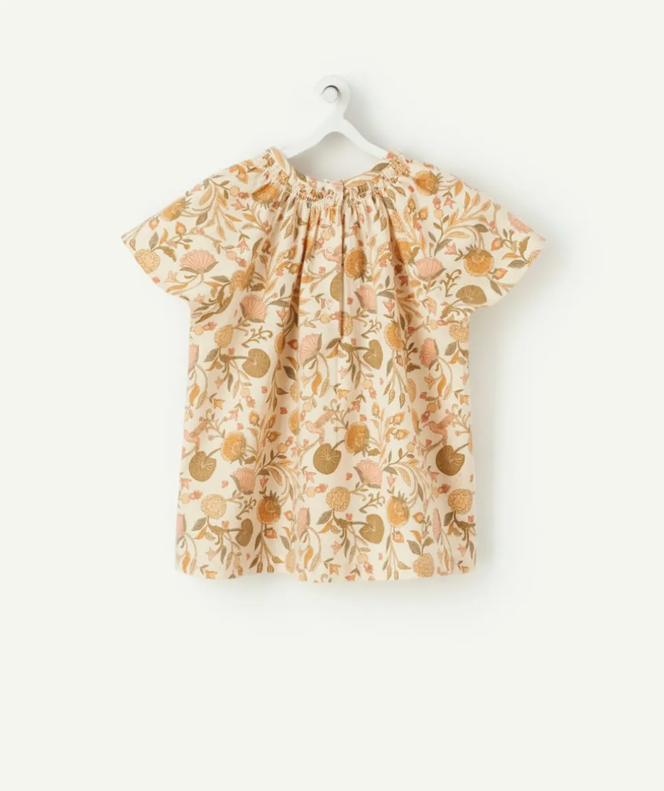 Blouse bébé fille en coton avec col bardot et imprimé