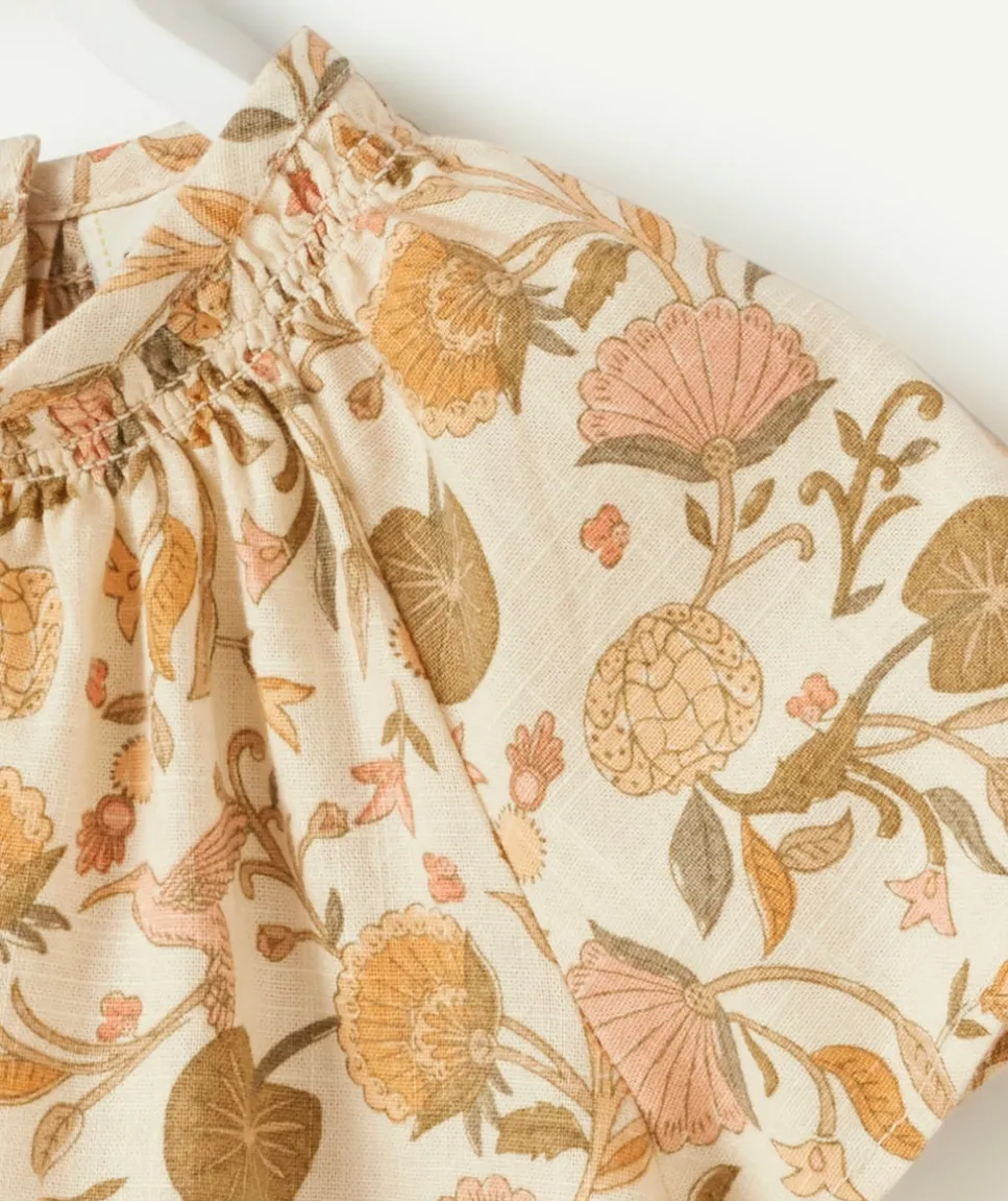 Blouse bébé fille en coton avec col bardot et imprimé