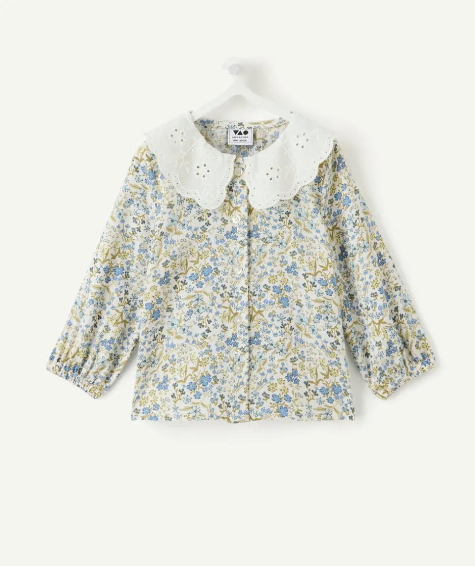 Blouse bébé fille fleurie col broderie