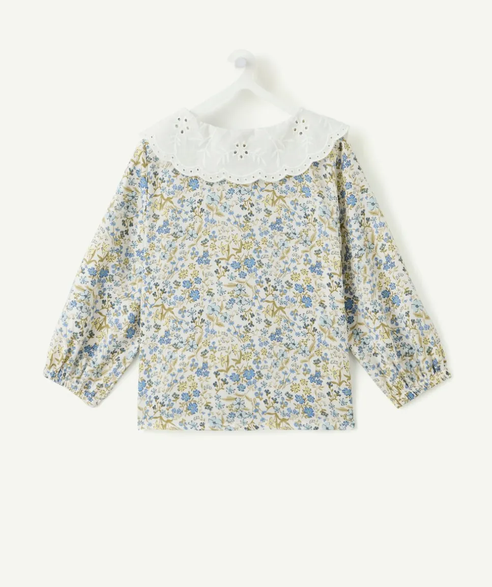 Blouse bébé fille fleurie col broderie