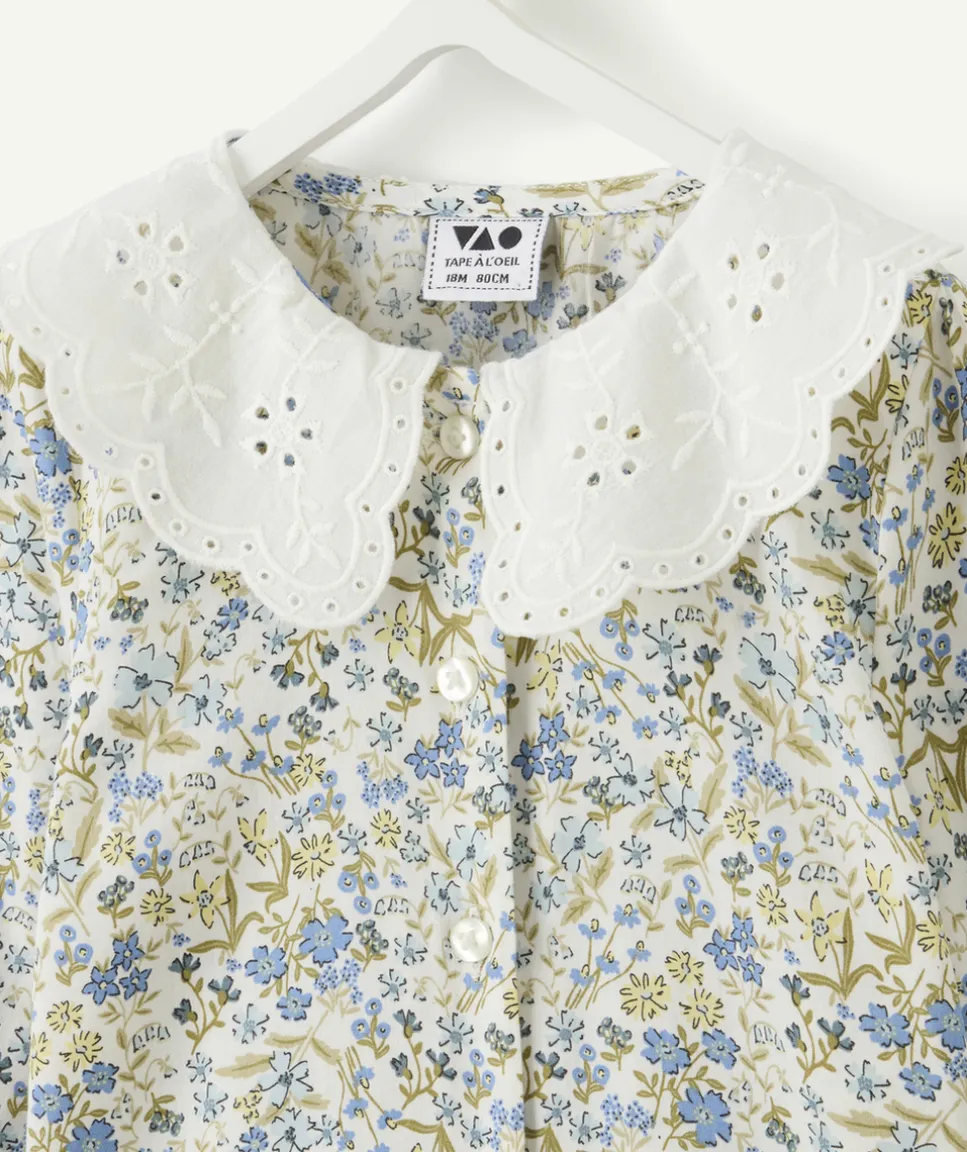 Blouse bébé fille fleurie col broderie