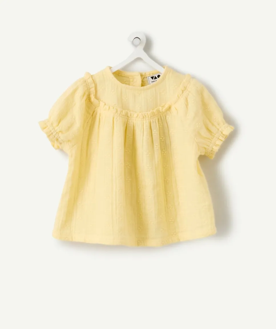Blouse bébé fille jaune avec volants