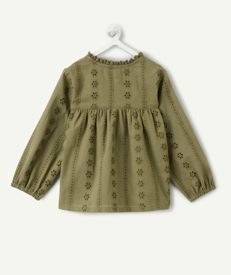 Blouse bébé fille kaki broderie