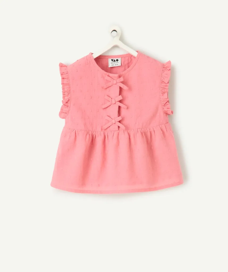 Blouse bébé fille rose à volants