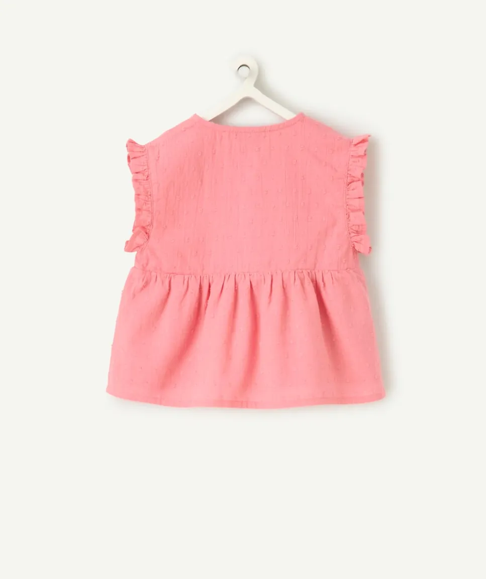 Blouse bébé fille rose à volants