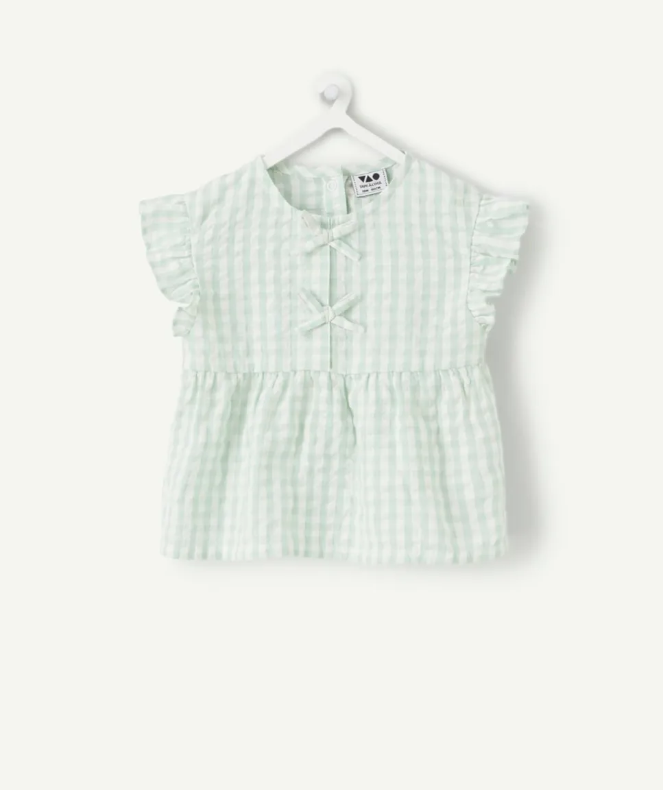 Blouse bébé fille vert vichy