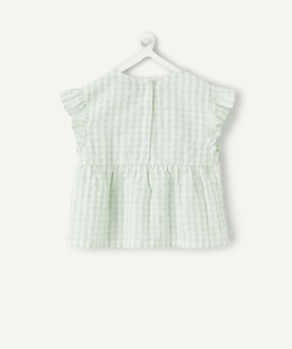 Blouse bébé fille vert vichy