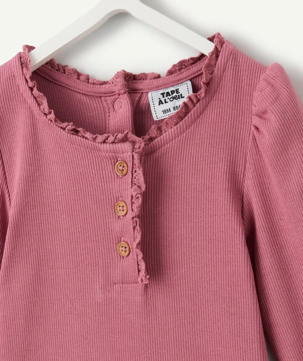Blouse body bébé fille rose