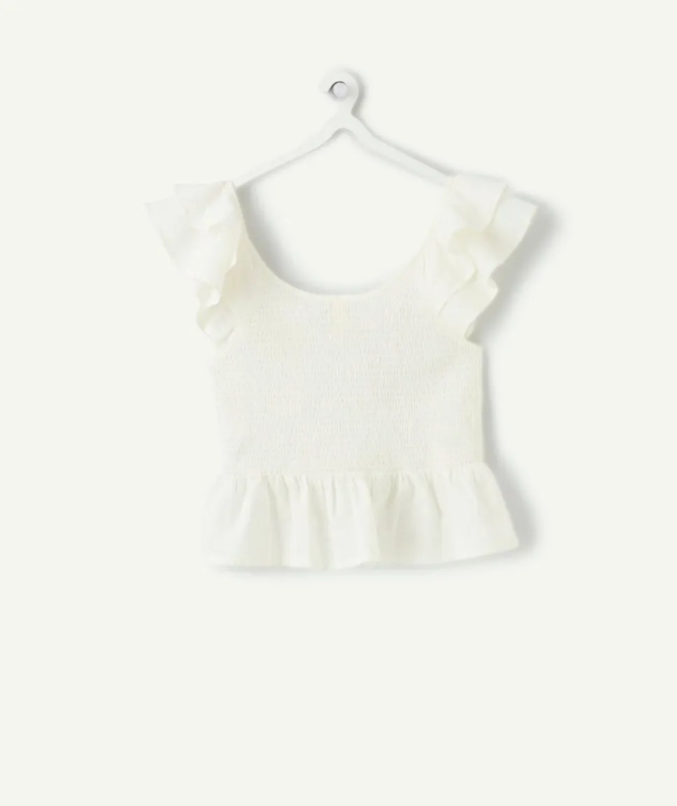 Blouse fille blanche volantée